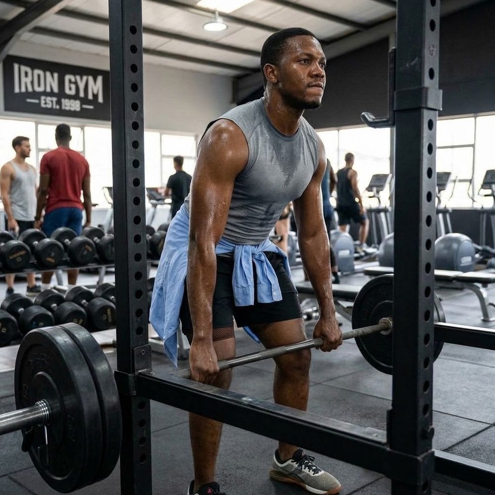 gym A man lifting weights at the gym