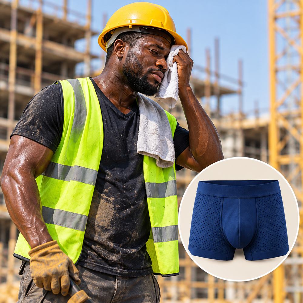 sweat-all-day A site worker wiping sweat in the sun